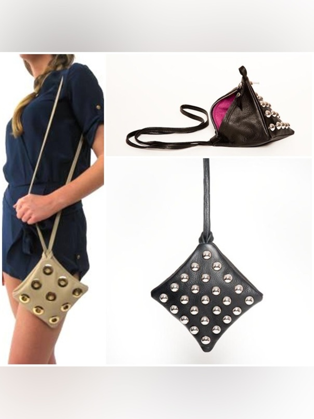 Jenny Bird Studded Diamond Crossbody Bag Neutral Pochette